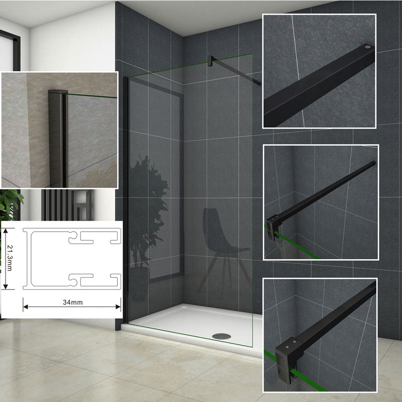 Profil und Stabilisierungsstange nur passend für 200cm Höhe Walk in Duschwand Ohne Glas