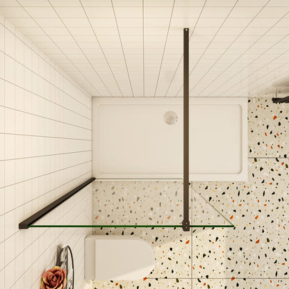 Walk In Duschwand Dusche 10mm 90x200 cm Glas Duschabtrennung Duschkabine Schwarz