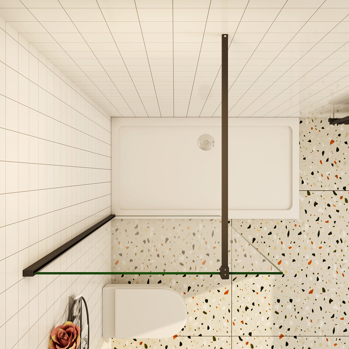 Walk In Duschwand Dusche 8mm 85x200 cm Glas Duschabtrennung Duschkabine Schwarz