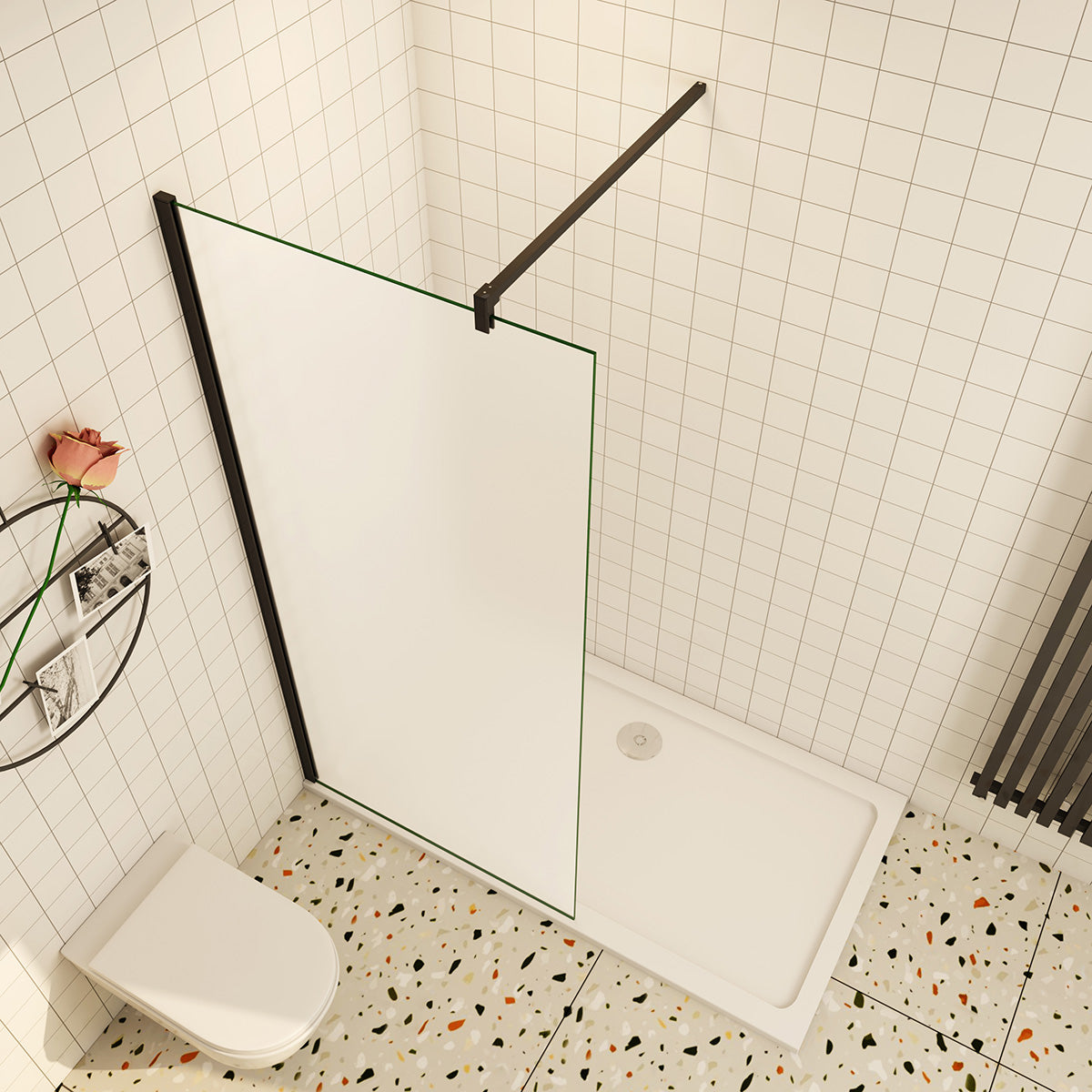 Walk In Dusche Duschwand 120x200 cm Duschabtrennung 10mm Glas+Splitterschutzfolie