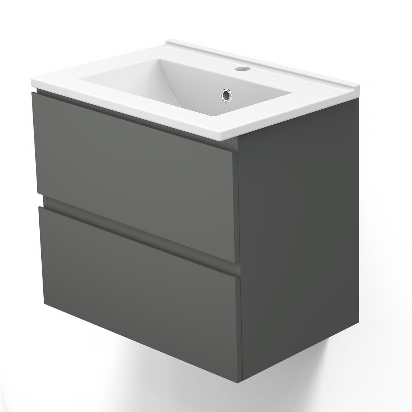 Badmöbel Set CARMEN 60 cm Anthrazit Waschbecken mit Unterschrank Waschtisch Keramikbecken