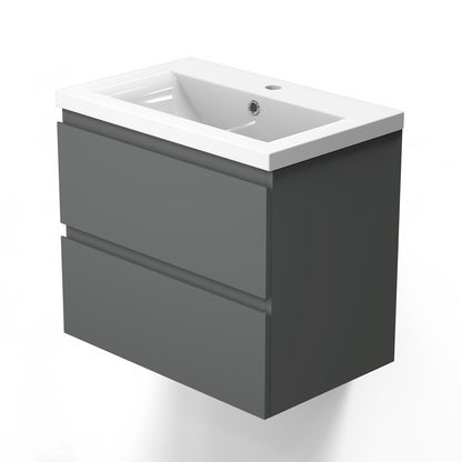 Badmöbel Set CARMEN 50 cm Anthrazit Waschbecken mit Unterschrank Waschtisch Keramikbecken