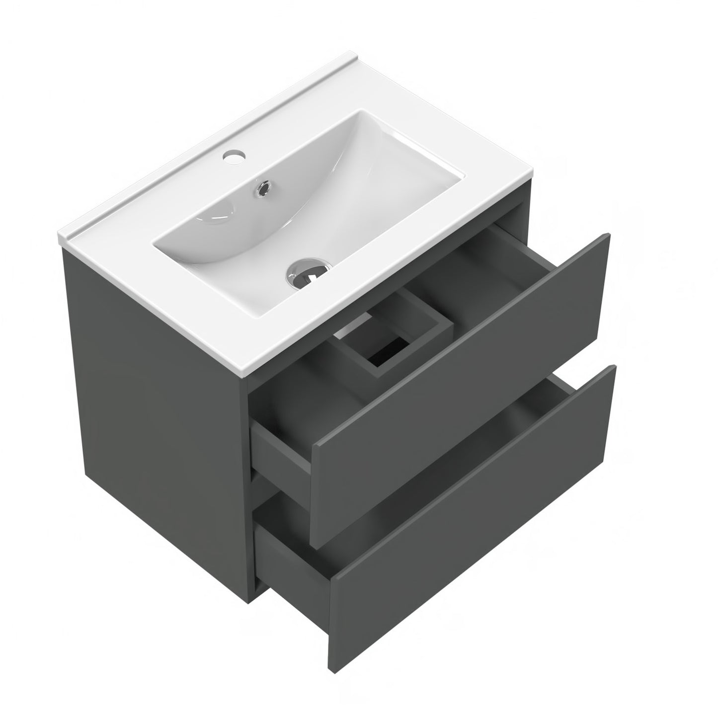 Badmöbel Set CARMEN 50 cm Anthrazit Waschbecken mit Unterschrank Waschtisch Keramikbecken