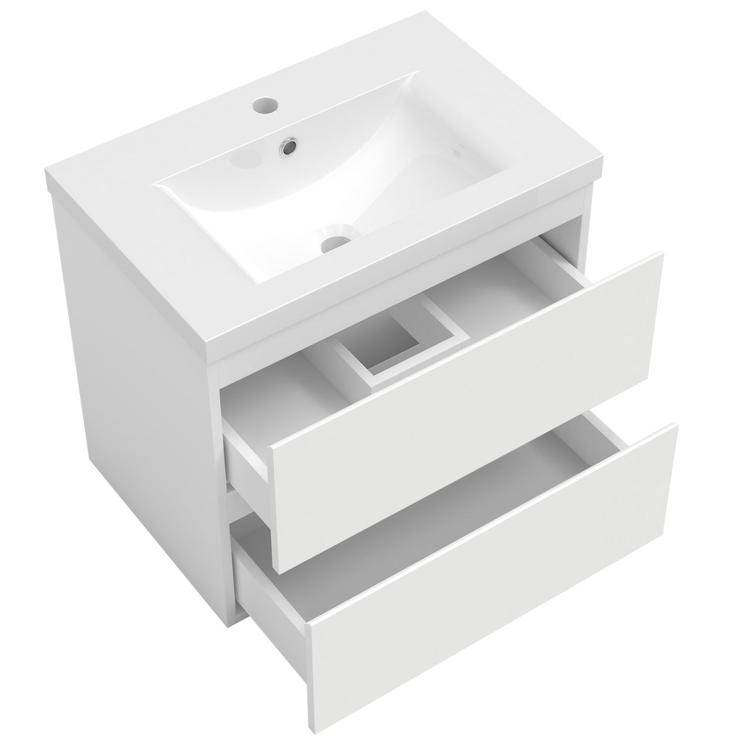 Waschtisch mit Unterschrank 60 cm Badmöbel Set mit Waschbecken Gäste WC Weiß Matt