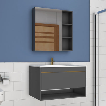 Badezimmer Spiegelschrank 55/70/90 cm Badschrank Wandschrank Hängeschrank