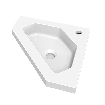 Eck-Badmöbel Set AURORA 45 cm Weiß/Eiche Natur/Anthrazit Eckwaschbecken mit Unterschrank Waschtisch Waschbecken