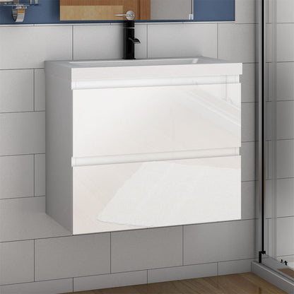 Badmöbel 45/50/60/80 cm Hochglanz-weiß Waschbecken mit Unterschrank,Soft-Close Funktion