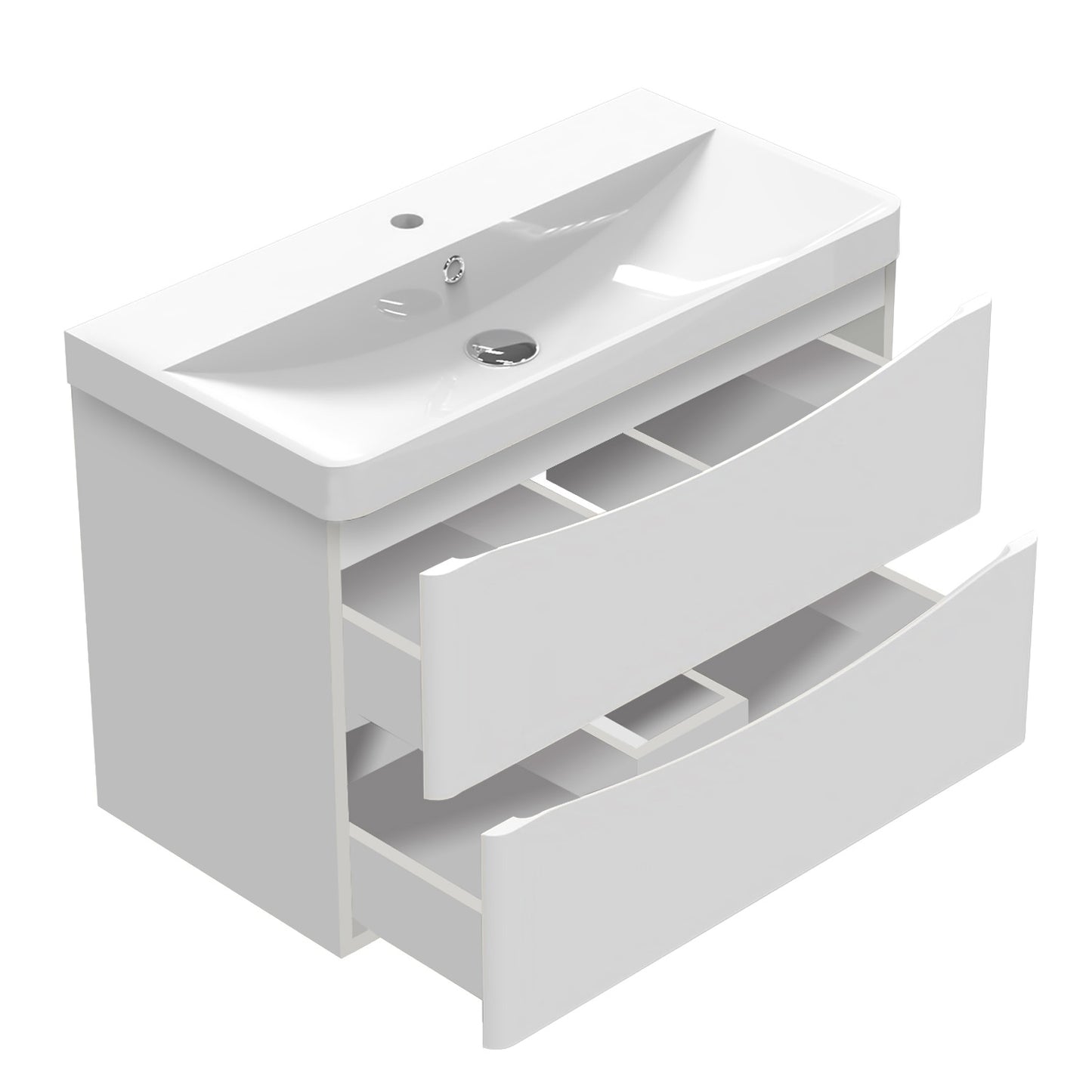 Badmöbel 45/50/60/80 cm Hochglanz-weiß Waschbecken mit Unterschrank,Soft-Close Funktion