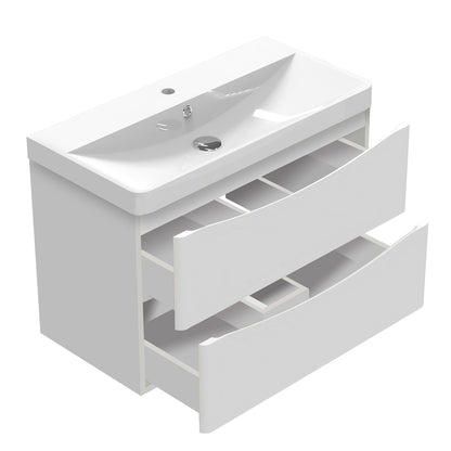 Badmöbel 45/50/60/80 cm Hochglanz-weiß Waschbecken mit Unterschrank,Soft-Close Funktion