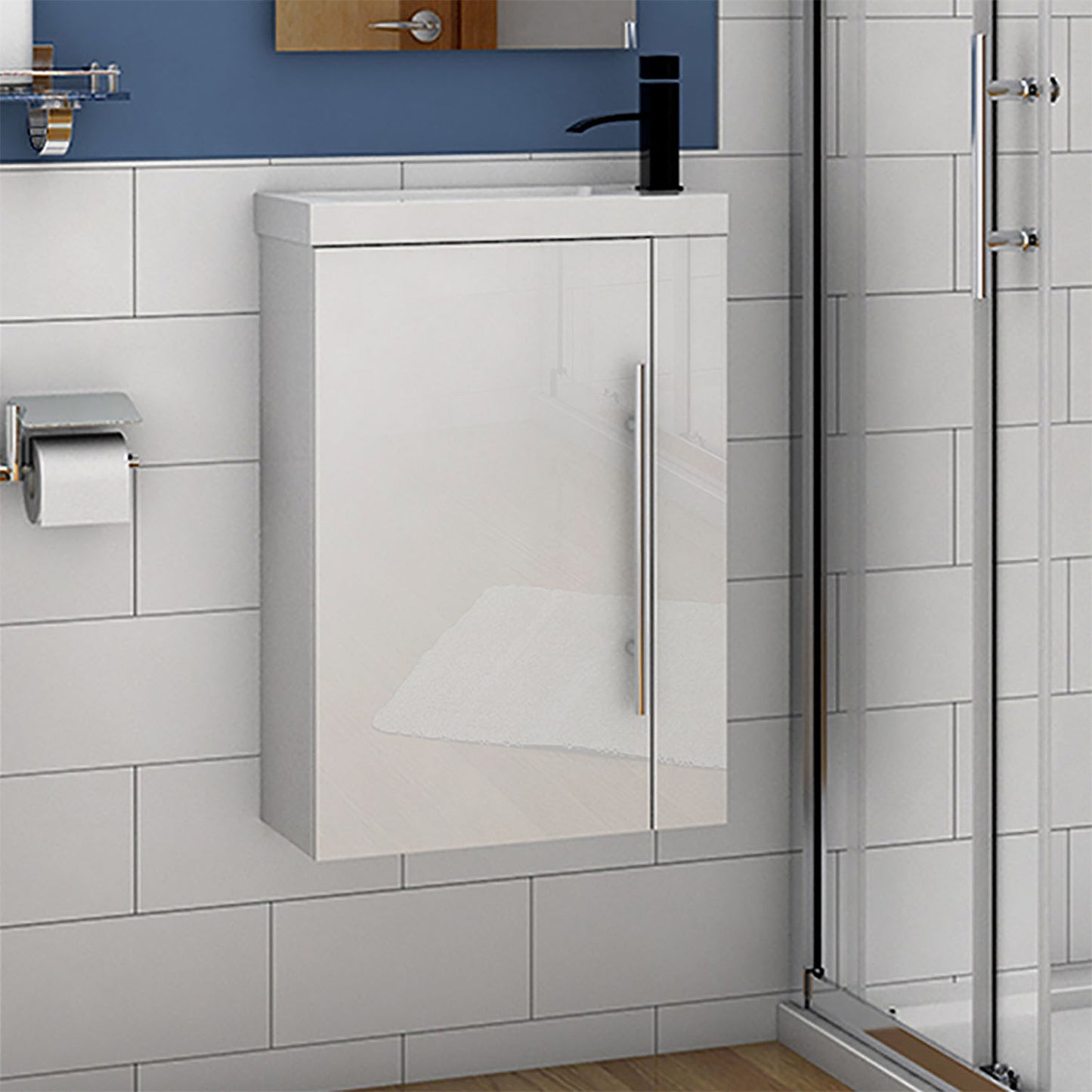 Badmöbel 45/50/60/80 cm Hochglanz-weiß Waschbecken mit Unterschrank,Soft-Close Funktion