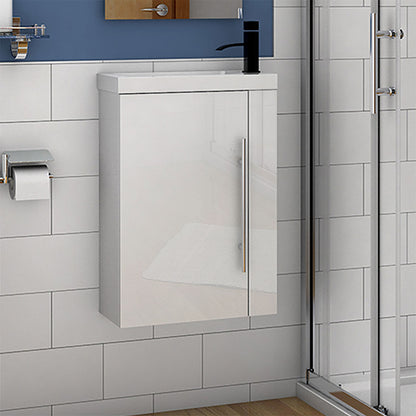 Badmöbel 45/50/60/80 cm Hochglanz-weiß Waschbecken mit Unterschrank,Soft-Close Funktion