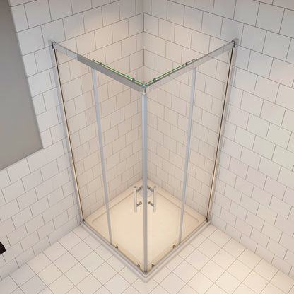 Duschkabine 100x100 cm Schiebetür Glas Dusche Eckeinstieg H.185 cm