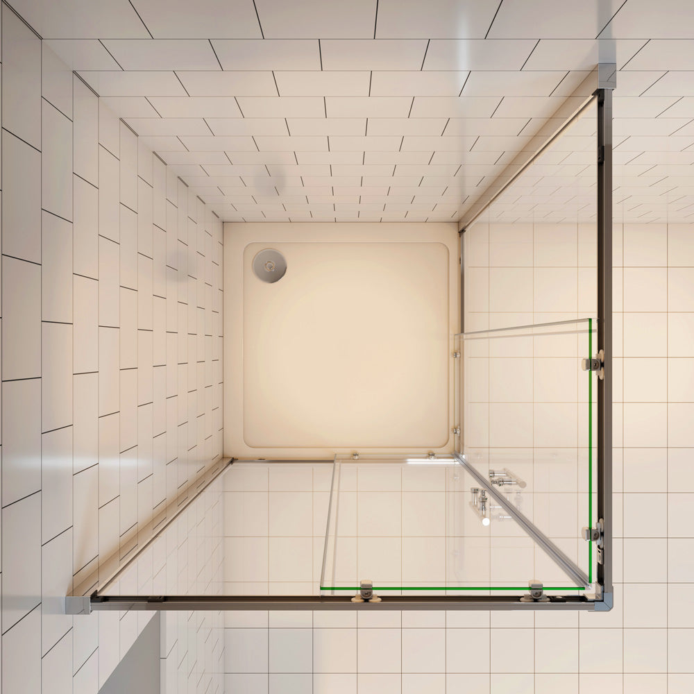 Duschkabine Eckeinstieg 90x90 Schiebetür Eckdusche Dusche Glas H.185 cm