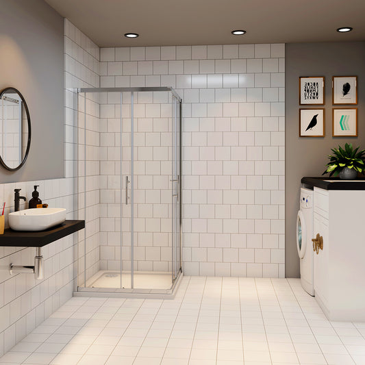 Duschkabine 100x100 cm Schiebetür Glas Dusche Eckeinstieg H.185 cm