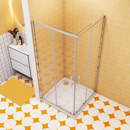 100x100 Duschkabine Schiebetür Eckeinstieg Eckdusche Dusche H.195 cm NANO Glas