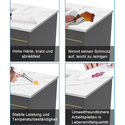 Badmöbel Set 60/80/100 cm Felsplatte Waschtisch mit Unterschrank Dunkelgrau