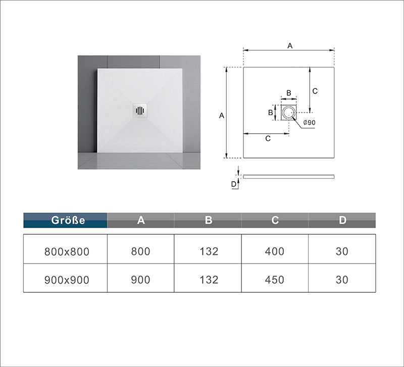 Rechteck Duschtasse Stein-Effekt Duschwanne Für Duschkabine
