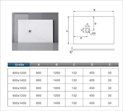 Rechteck Duschtasse Stein-Effekt Duschwanne Für Duschkabine