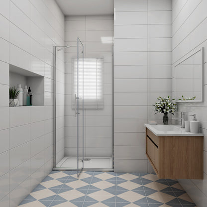 Drehtür mit Festteil Nische Duschkabine Dusche NANO Glas 100 x 195 cm