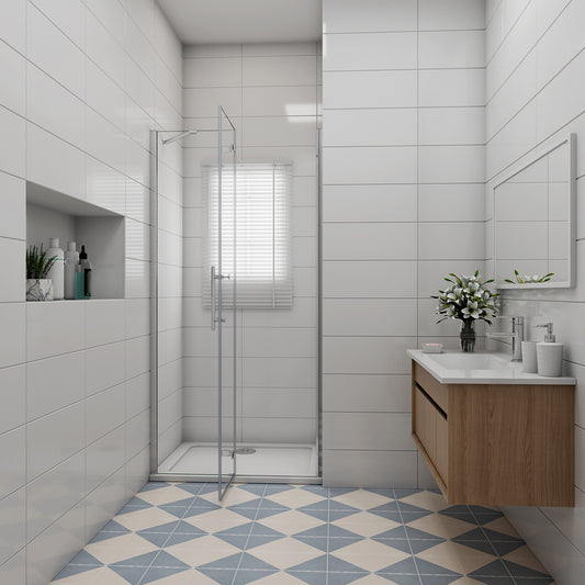 Drehtür mit Festteil Nische Duschkabine Dusche NANO Glas 100 x 195 cm