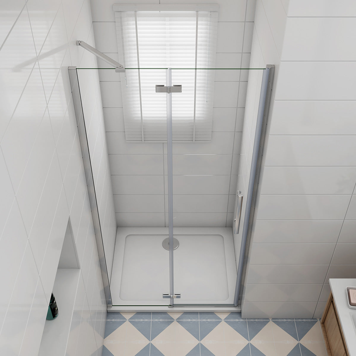 Drehtür mit Festteil Nische Duschkabine Dusche NANO Glas 80 x 195 cm