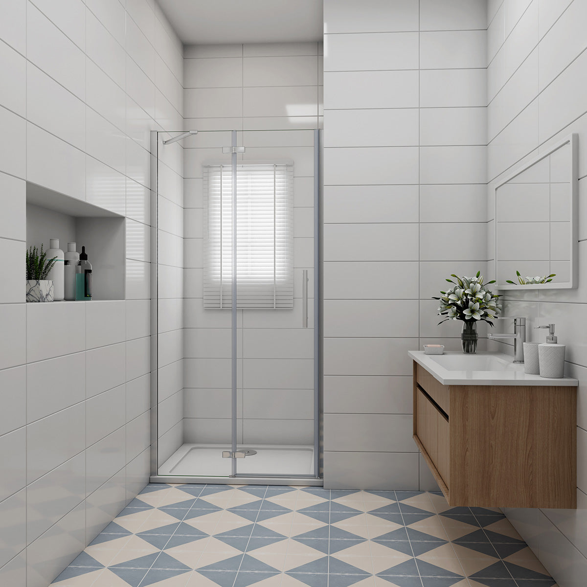 Drehtür mit Festteil Nische Duschkabine Dusche NANO Glas 80 x 195 cm