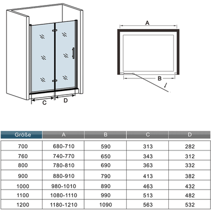 Duschtür dusche duschwand 6mm ESG glas 70X195cm 80x195cm