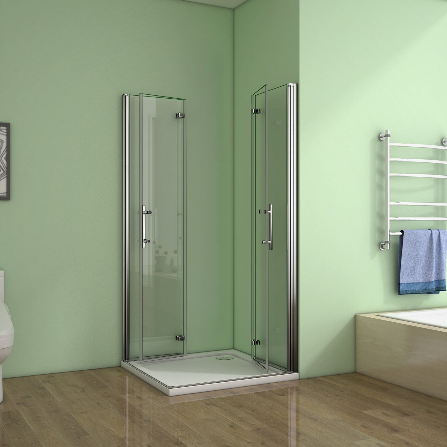 Duschkabine Eckeinstieg Falttür Duschabtrennung 6mm NANO Glas Drehfalttür Dusche