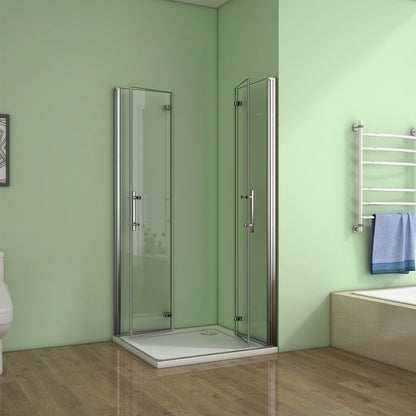 Duschkabine Eckeinstieg Falttür Duschabtrennung 6mm NANO Glas Drehfalttür Dusche