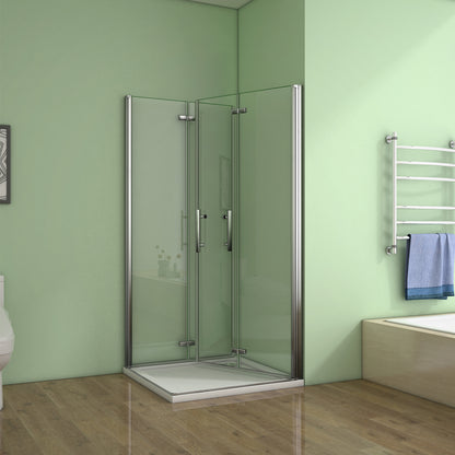 Duschkabine Eckeinstieg Falttür Duschabtrennung 6mm NANO Glas Drehfalttür Dusche