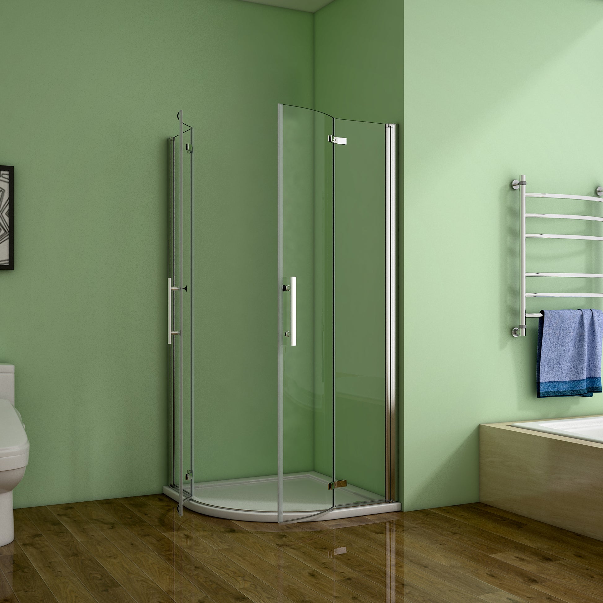 90x90 80x80 Viertelkreis rund Duschkabine Glas