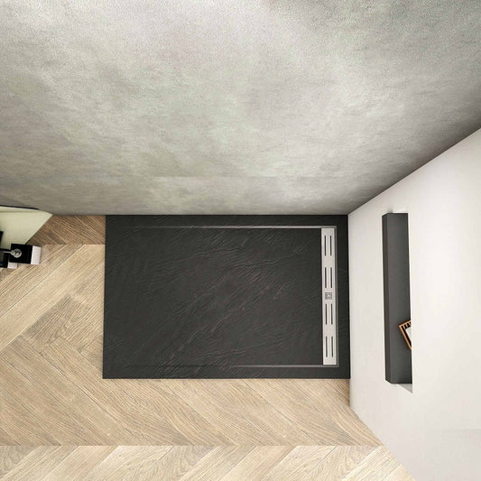 Rechteck Duschtasse Schwarz Stein-Effekt Duschwanne Für Duschkabine