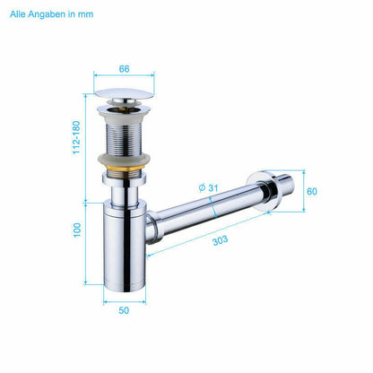 Siphon+ Ablaufgarnitur PopUp Abfluss Ablaufventil Waschbecken Stöpsel Waschtisch