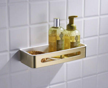 Duschablage mit 2 Haken, Duschkorb KLEBEN oder Bohren, Eckregal Rechteckig/Rechteckig, Schwarz