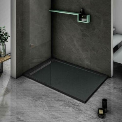 Rechteck Duschtasse Stein-Effekt Duschwanne Für Duschkabine Schwarz