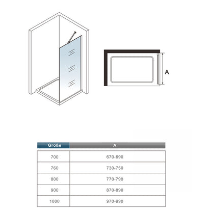 Walk in Duschabtrennung Duschwand 80x195cm