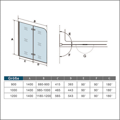 Duschkabine Falttür Drehfalttür Glas